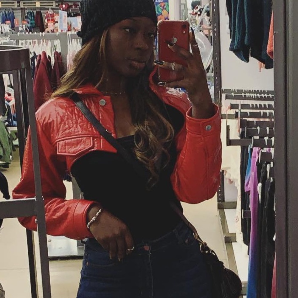 Cropped leather jacket